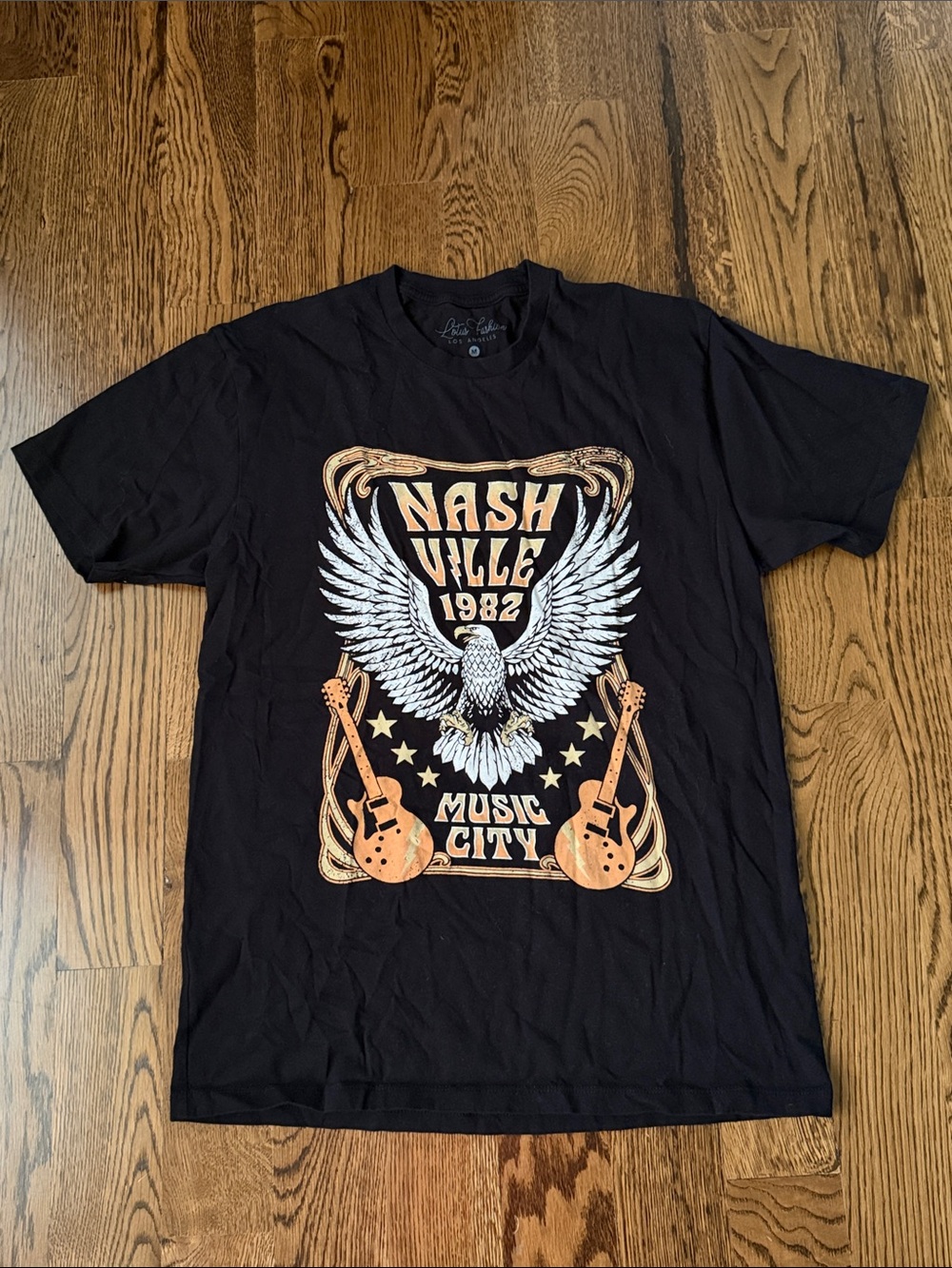 Lotus Fashions Vintage-Inspired Nashville 1982 Music City Graphic Tee -medium